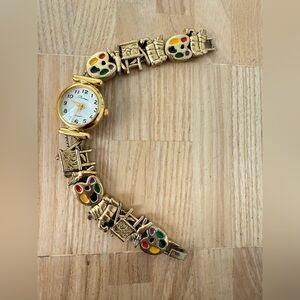 Parmex ladies gold tone artist bracelet watch NEW BATTERY